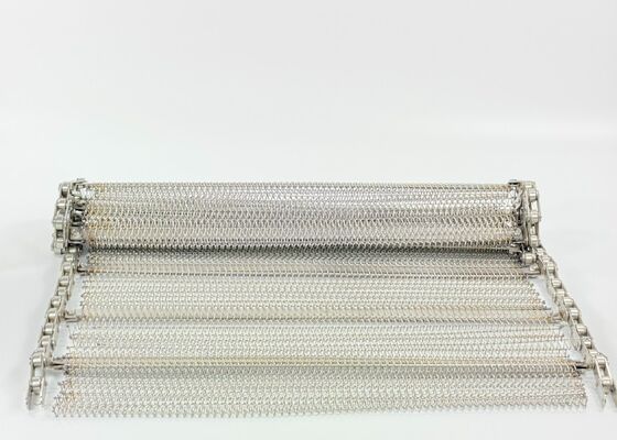 Płócienny pas z siatki ze stali nierdzewnej z łańcuchem rolkowym do przenośnika, przenośnik do czyszczenia warzyw klasy spożywczej